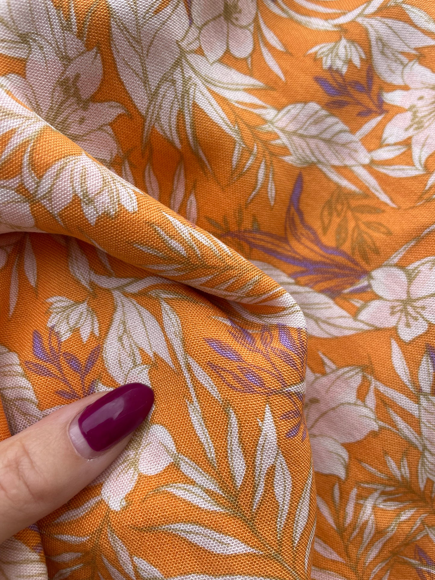 Tangerine Orange White Hibiscus Tropical Floral Vintage Inspired Print Heron Robe Made to Order: "Tangerine Dream"