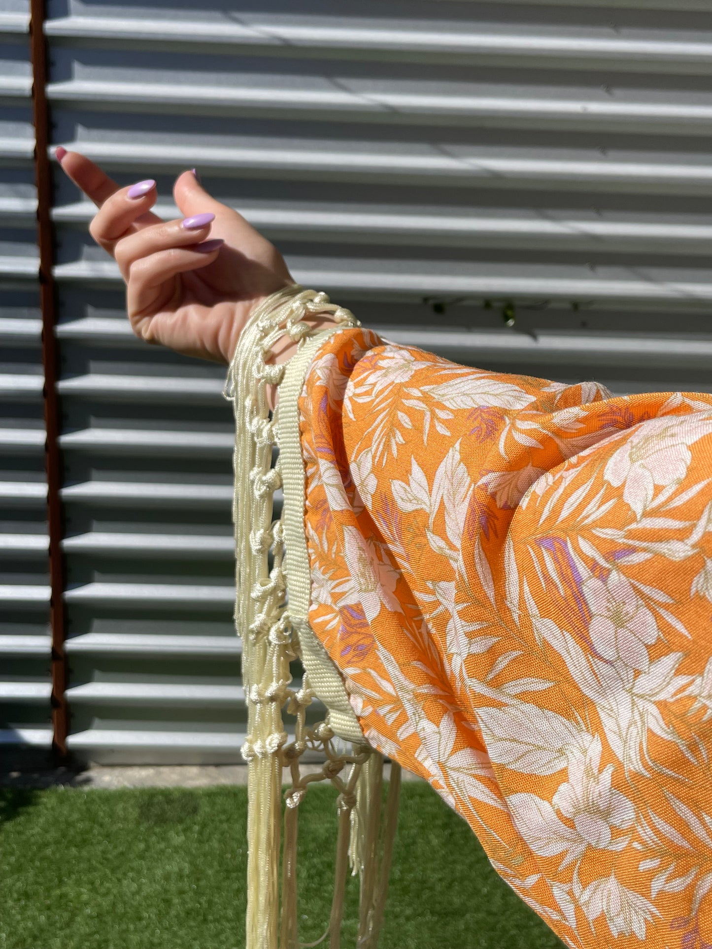 Tangerine Orange White Hibiscus Tropical Floral Vintage Inspired Print Heron Robe Made to Order: "Tangerine Dream"