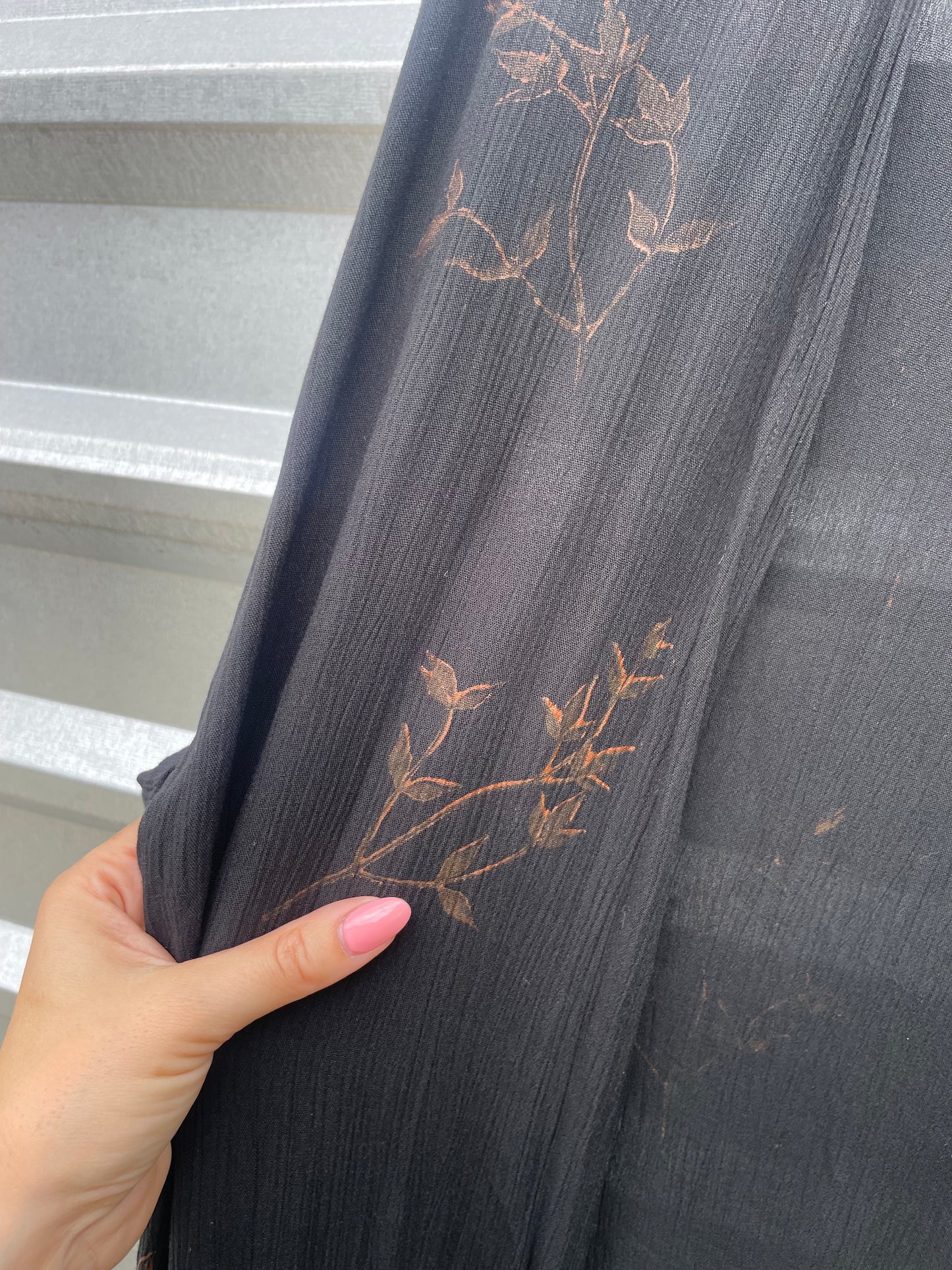 "Rusty Cottage "Black Rust Floral Print OOAK Robe Handprinted OS(fits S-XL)