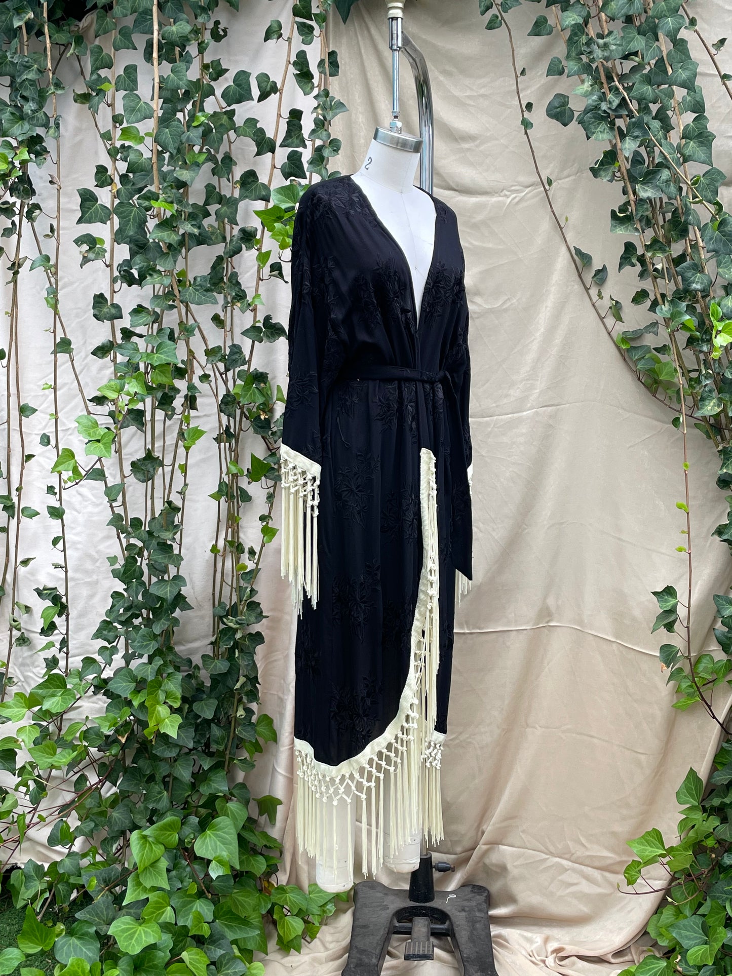 Vintage Noir 'Heron' Embroidered Robe Limited Edition MADE TO ORDER