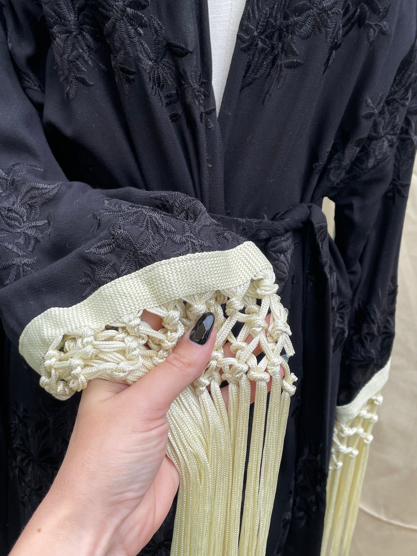 Vintage Noir 'Heron' Embroidered Robe Limited Edition MADE TO ORDER