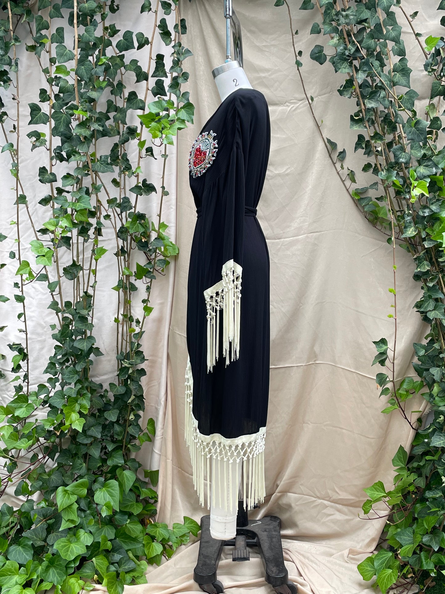 "Sacred Heart Noir" Black Heron Robe Made to Order All Sizes