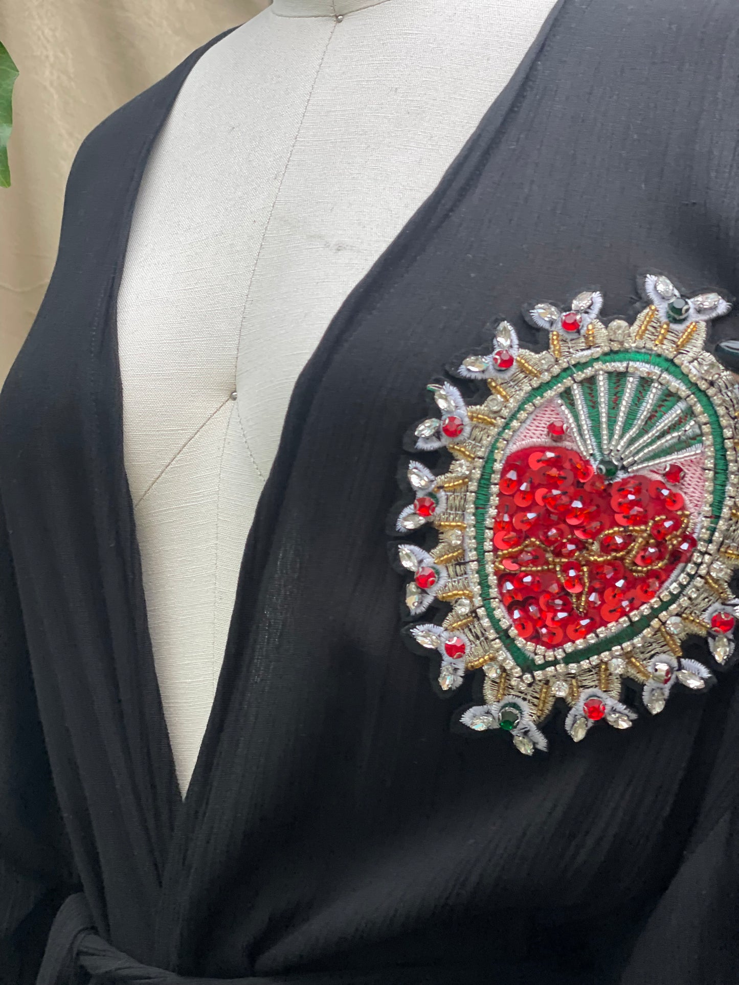 "Sacred Heart Noir" Black Heron Robe Made to Order All Sizes