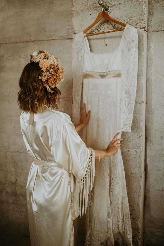 Bridal Robe 'Heron' in Vendela Satin MADE TO ORDER