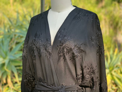Vintage Noir 'Heron' Embroidered Robe Limited Edition MADE TO ORDER